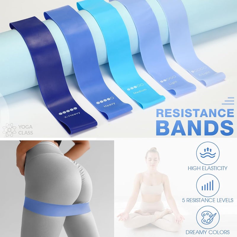 Arrowbash Set of 6 Style Pilates Home Equipment Set Pilates Essential Kit Workout Accessories 14 Magic Circle Mini Exercise Ball Yoga Strap Silicone Tension Strip Tension Band Sliding Plate - Image 3